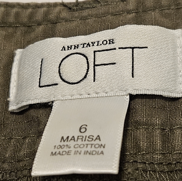 Anne Taylor Loft Cargo Utility pants/shorts army green size 6 - Picture 2 of 14
